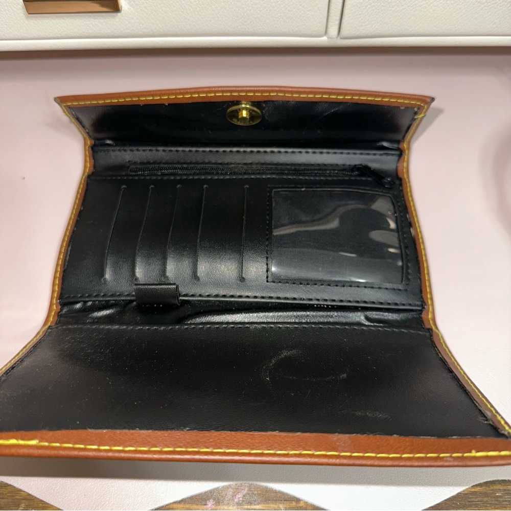 Dooney & Bourke Navy Leather Wallet with Brown Trim - Picture 6 of 8